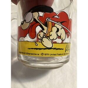 Garfield Odie Clear Glass Coffee Mug Cup McDonald's by Jim Davis 1978 VTG